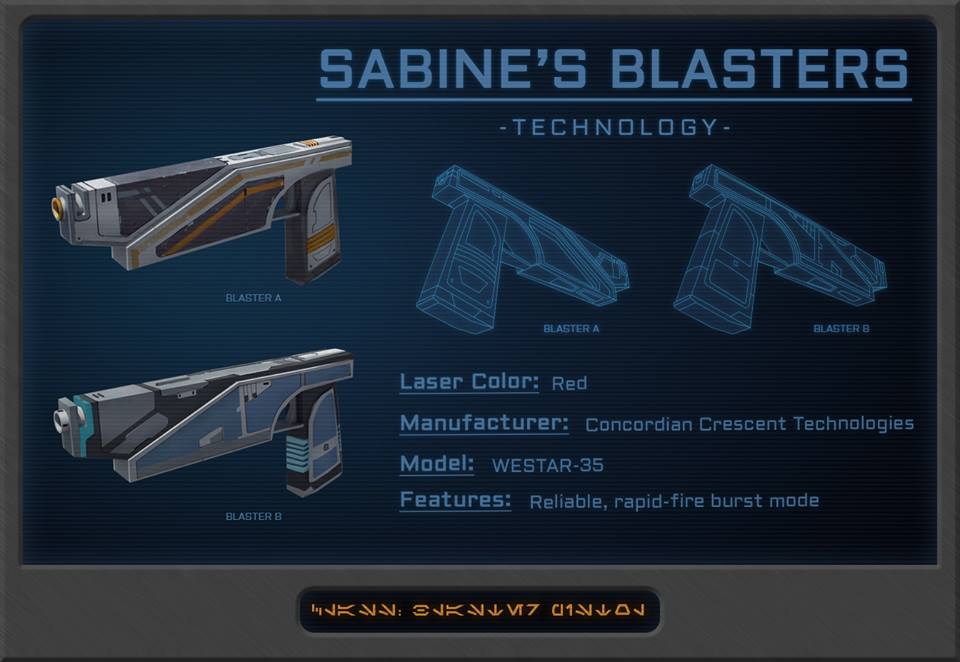 Sabine's guns. Via starwarsrebels.wikia.com.