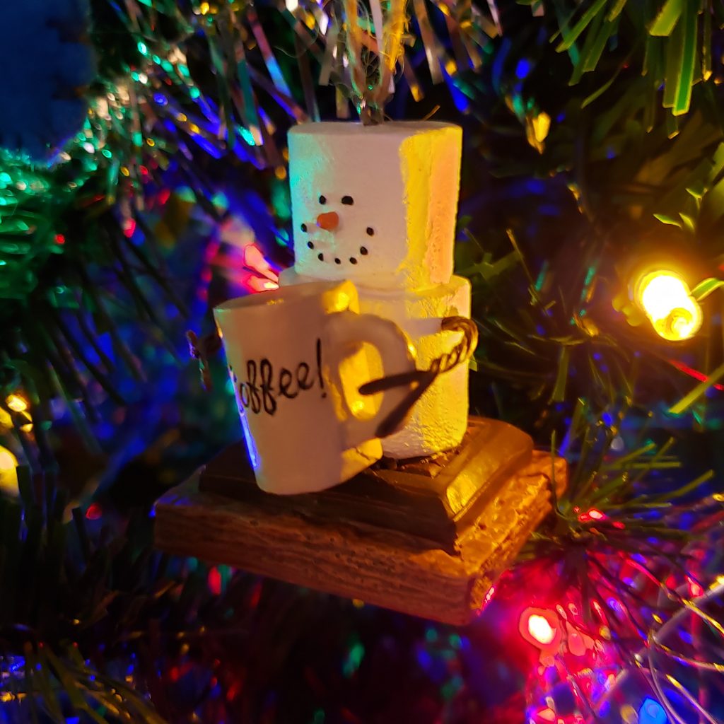 Marshmallow snowman Christmas ornament