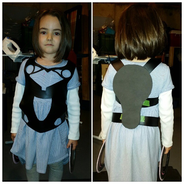 Whistler's chest piece, taped together and tacked to the foam backpiece.